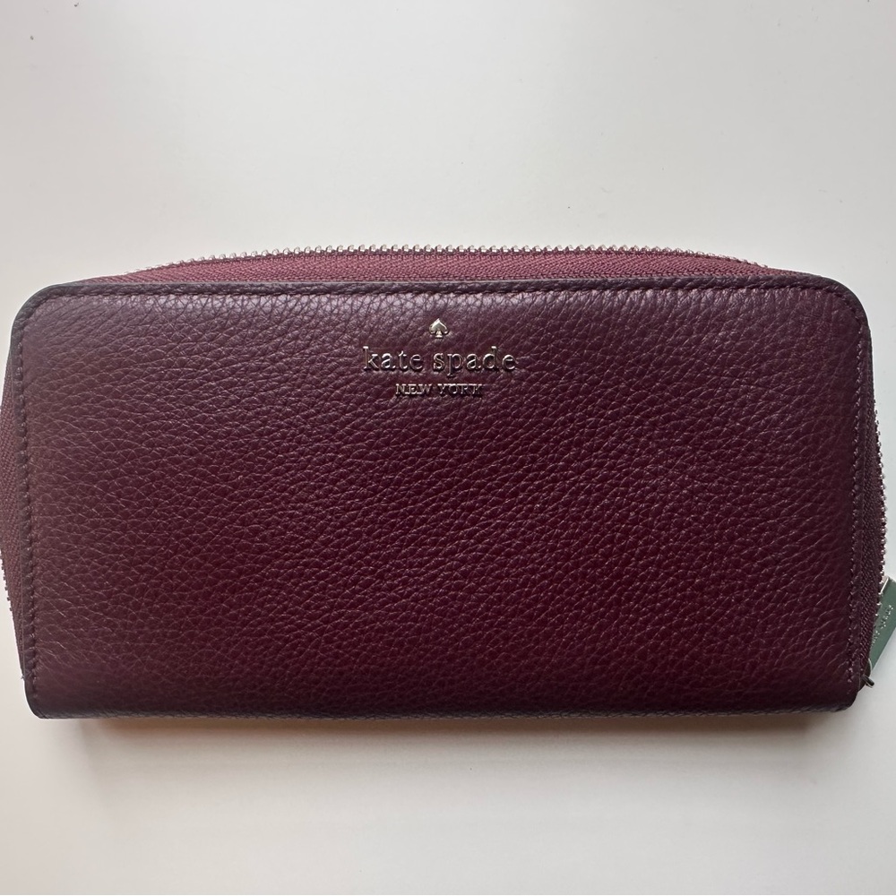 Kate Spade Burgundy Leather Wallet Sleek Design